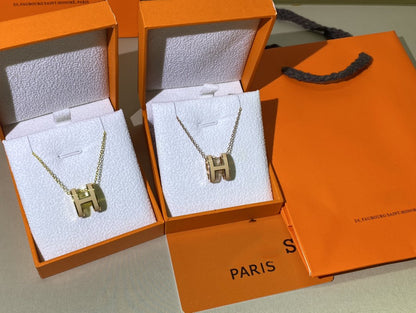 [Perla Lux]HM CLIC YELLOW ENAMEL GOLD NECKLACE