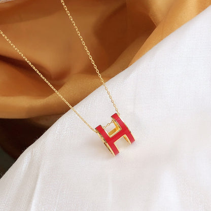 [Perla Lux]HM CLIC RED ENAMEL GOLD NECKLACE