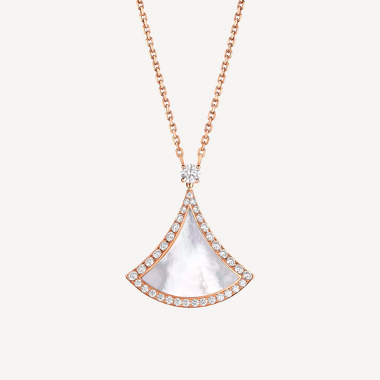 [Perla Lux]DREAM MOP DIAMOND PAVED PINK GOLD NECKLACE