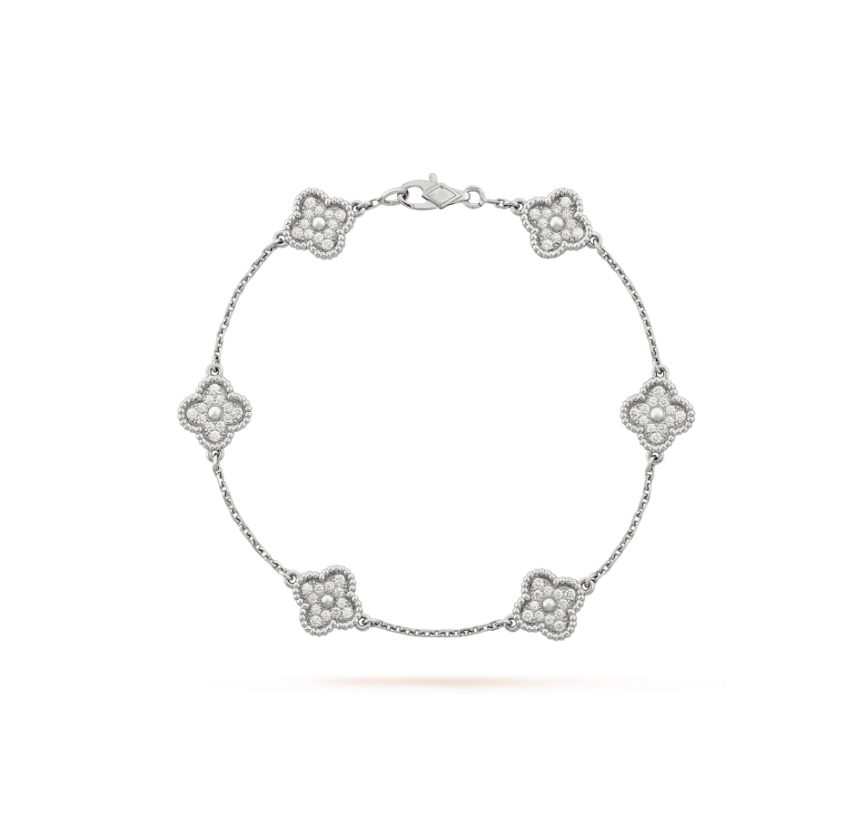 [Perla Lux]CLOVER 6 MOTIF SILVER DIAMOND BRACELET