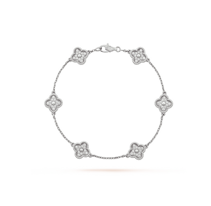 [Perla Lux]CLOVER 6 MOTIF SILVER DIAMOND BRACELET
