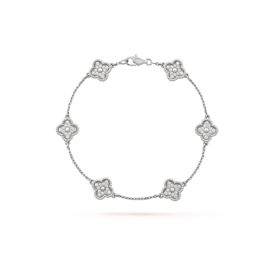 [Perla Lux]CLOVER 6 MOTIF SILVER DIAMOND BRACELET