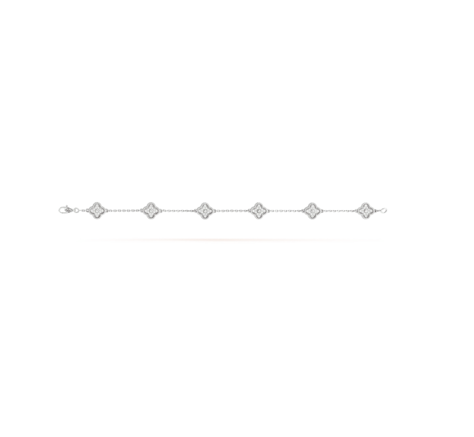 [Perla Lux]CLOVER 6 MOTIF SILVER DIAMOND BRACELET