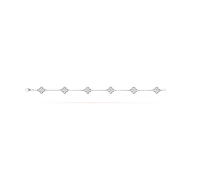 [Perla Lux]CLOVER 6 MOTIF SILVER DIAMOND BRACELET