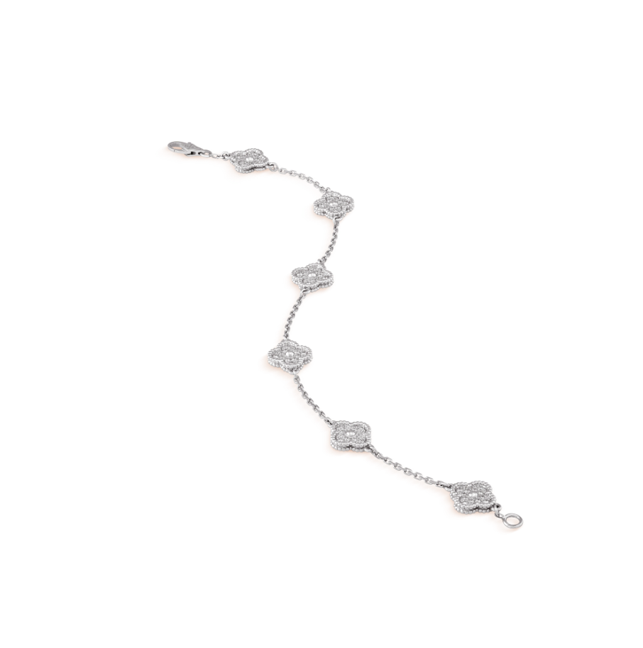 [Perla Lux]CLOVER 6 MOTIF SILVER DIAMOND BRACELET