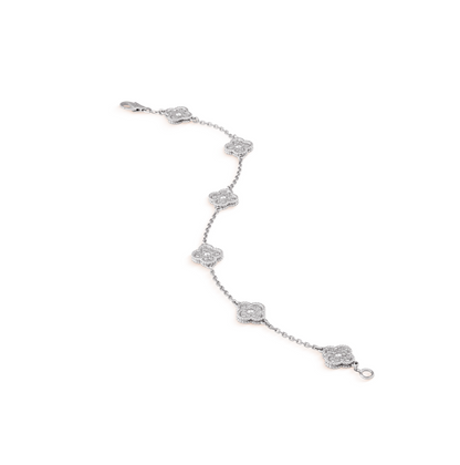 [Perla Lux]CLOVER 6 MOTIF SILVER DIAMOND BRACELET