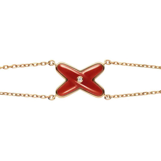 [Perla Lux]JEUX BRACELET CARNELIAN PINK GOLD 1 DIAMOND