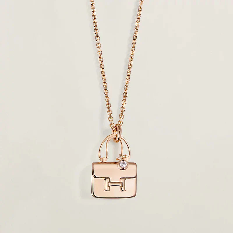 [Perla Lux]AMULETTE PEDANT ROSE GOLD NECKLACE