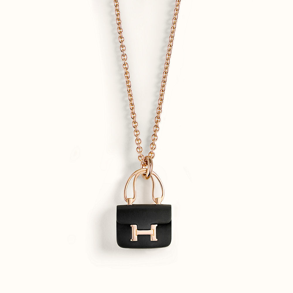 [Perla Lux]CONSTANCE BLACK PEDANT PINK GOLD NECKLACE