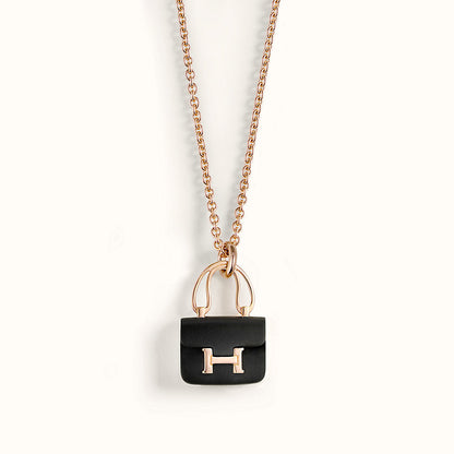 [Perla Lux]CONSTANCE BLACK PEDANT PINK GOLD NECKLACE