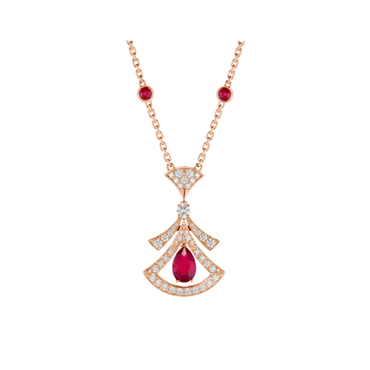 [Perla Lux]DREAM NECKLACE CARNELIAN DIAMOND PINK GOLD