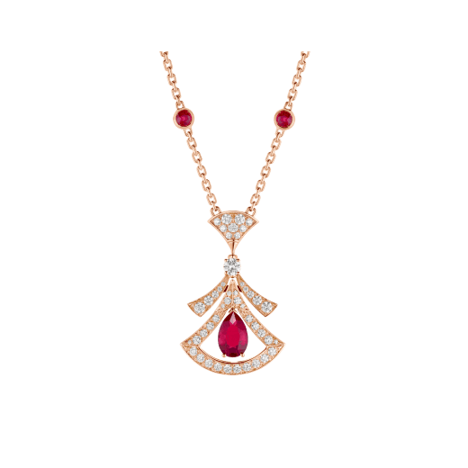 [Perla Lux]DREAM NECKLACE CARNELIAN DIAMOND PINK GOLD