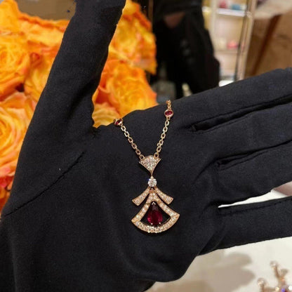 [Perla Lux]DREAM NECKLACE CARNELIAN DIAMOND PINK GOLD