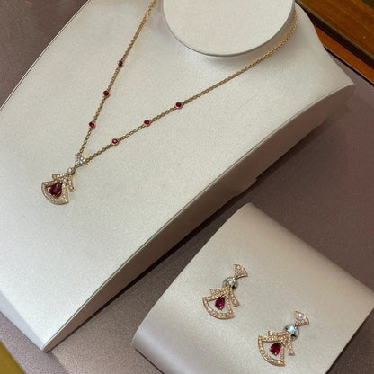 [Perla Lux]DREAM NECKLACE CARNELIAN DIAMOND PINK GOLD