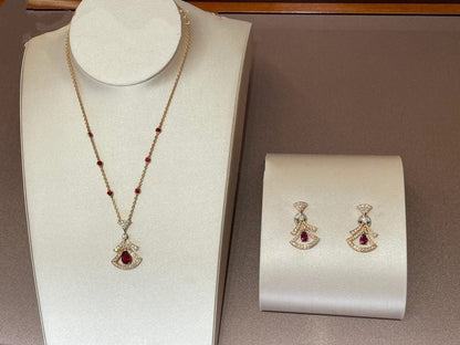 [Perla Lux]DREAM NECKLACE CARNELIAN DIAMOND PINK GOLD