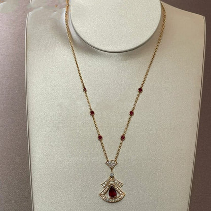 [Perla Lux]DREAM NECKLACE CARNELIAN DIAMOND PINK GOLD