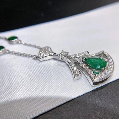 [Perla Lux]DREAM NECKLACE MALACHITE DIAMOND SILVER