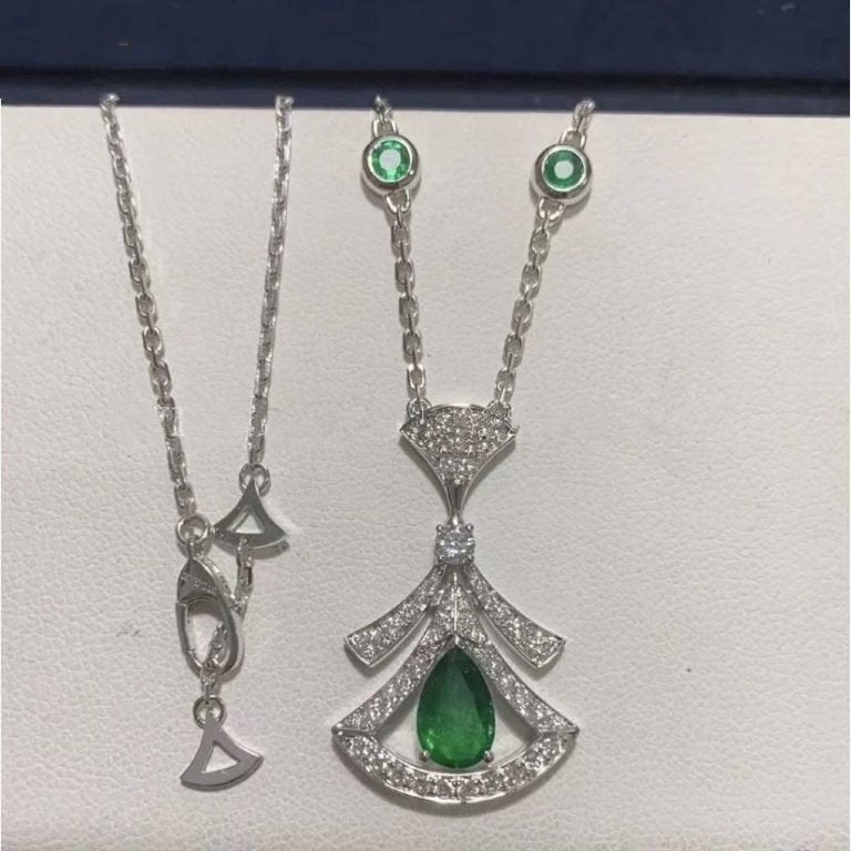 [Perla Lux]DREAM NECKLACE MALACHITE DIAMOND SILVER