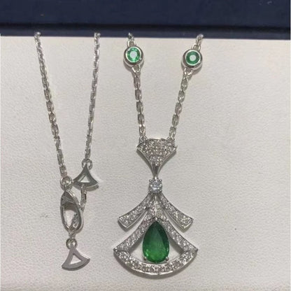 [Perla Lux]DREAM NECKLACE MALACHITE DIAMOND SILVER