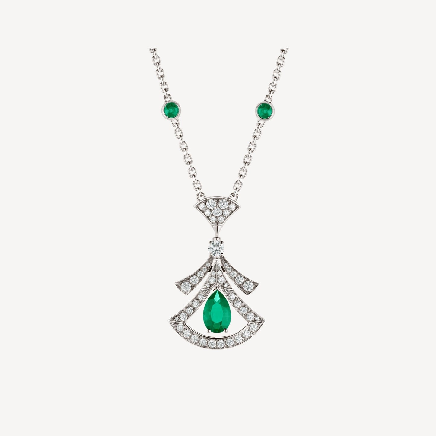 [Perla Lux]DREAM NECKLACE MALACHITE DIAMOND SILVER