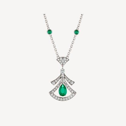 [Perla Lux]DREAM NECKLACE MALACHITE DIAMOND SILVER
