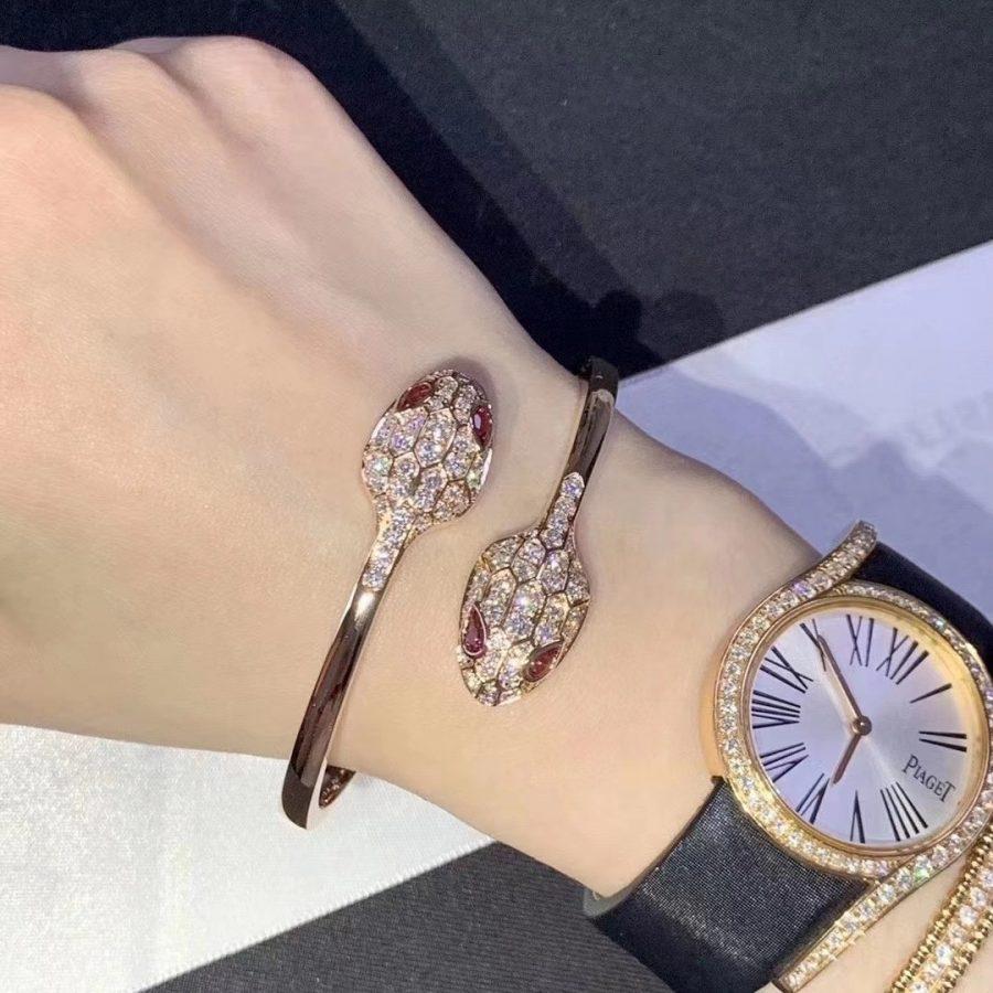 [Perla Lux]SERPENTI BRACELET PINK GOLD DIAMOND DOUBLE SNAKE