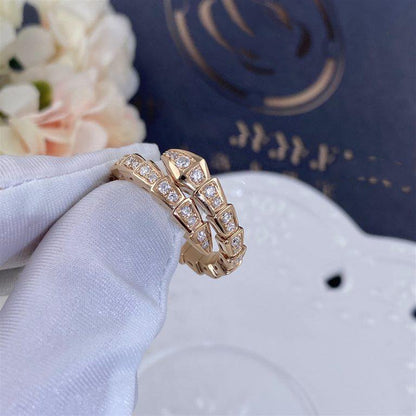 [Perla Lux]SERPENTI RING PINK GOLD DIAMOND PAVED 4MM