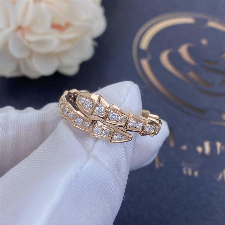 [Perla Lux]SERPENTI RING PINK GOLD DIAMOND PAVED 4MM