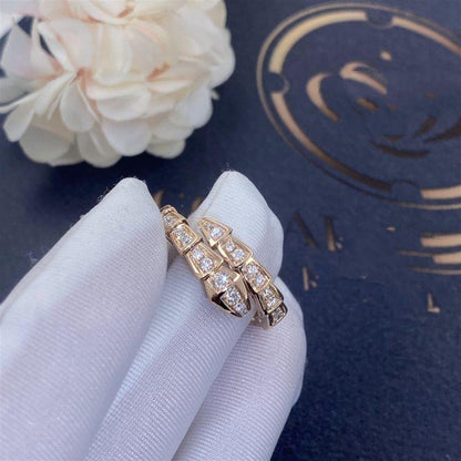 [Perla Lux]SERPENTI RING PINK GOLD DIAMOND PAVED 4MM