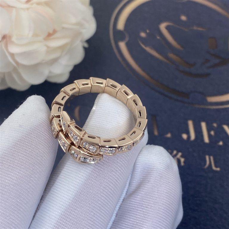 [Perla Lux]SERPENTI RING PINK GOLD DIAMOND PAVED 4MM