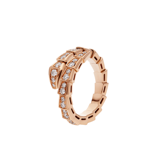 [Perla Lux]SERPENTI RING PINK GOLD DIAMOND PAVED 4MM