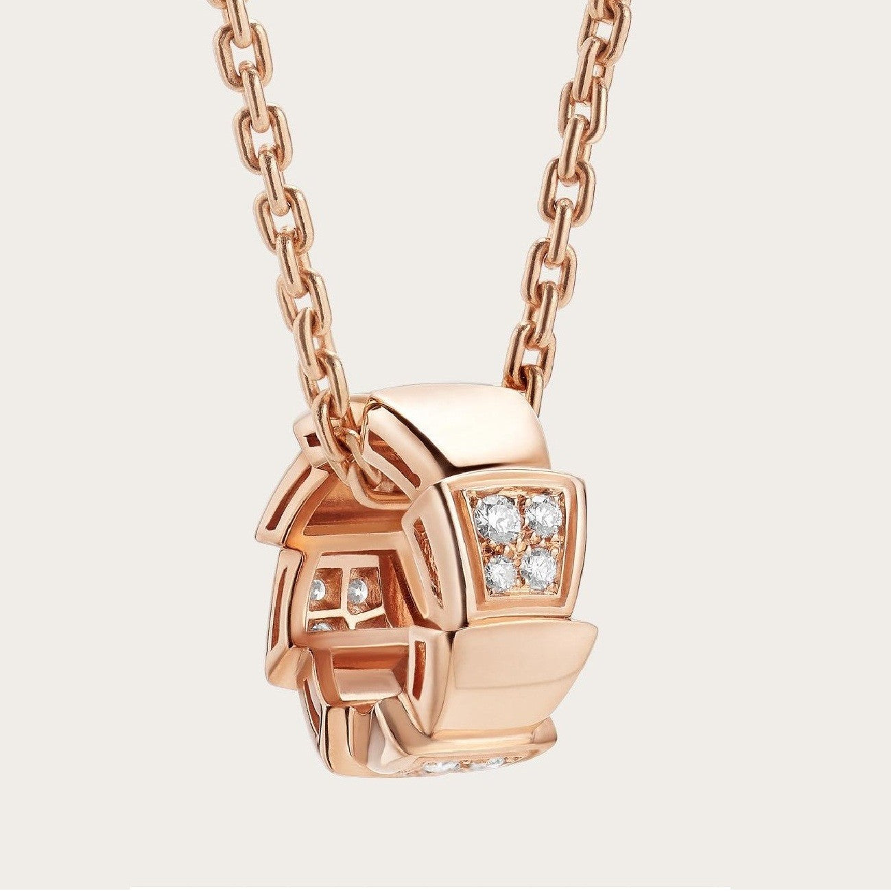 [Perla Lux]SERPENTI PEDANT DIAMOND PINK GOLD NECKLACE