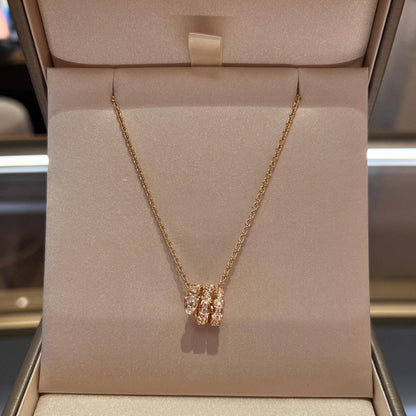 [Perla Lux]SERPENTI PINK GOLD NECKLACE DOUBLE RING DIAMOND