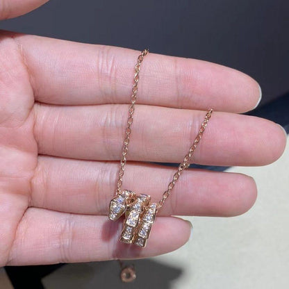 [Perla Lux]SERPENTI PINK GOLD NECKLACE DOUBLE RING DIAMOND