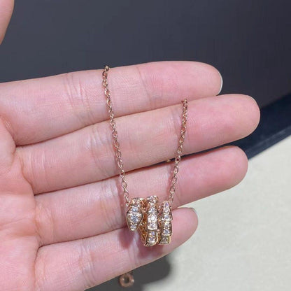 [Perla Lux]SERPENTI PINK GOLD NECKLACE DOUBLE RING DIAMOND