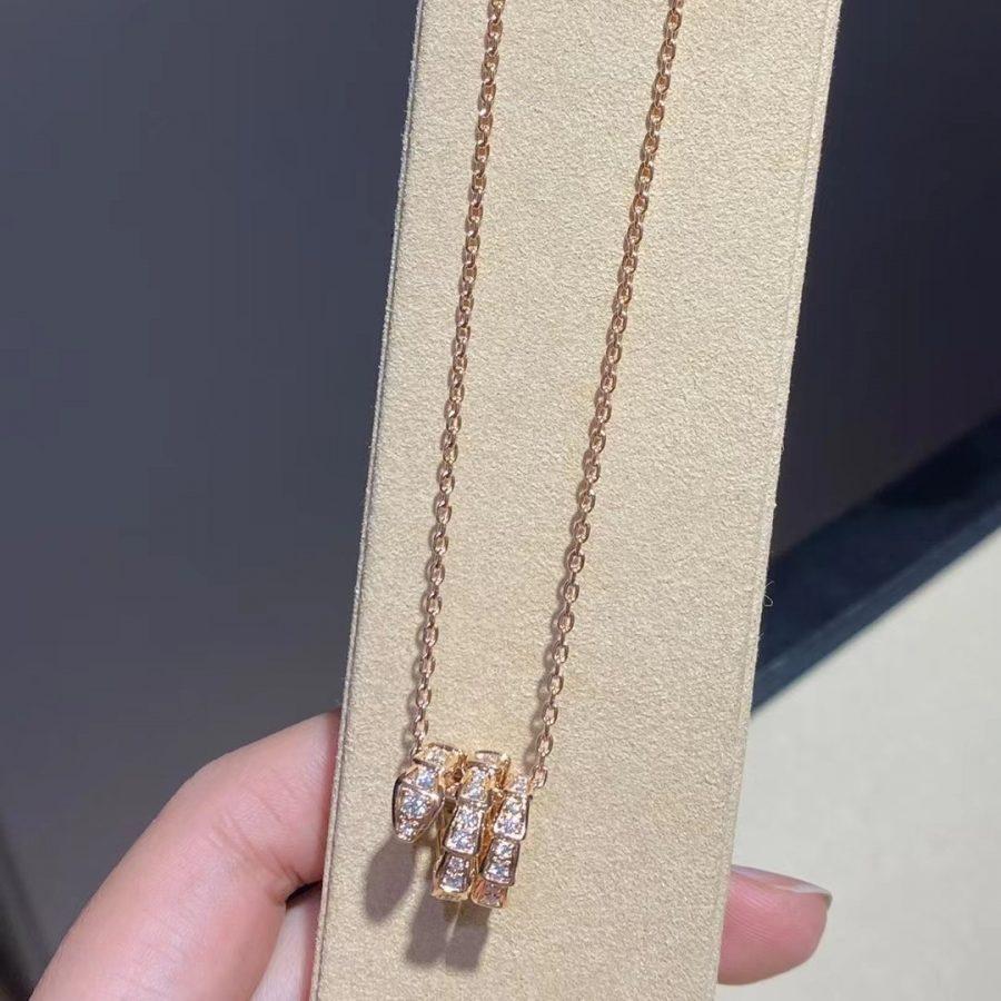 [Perla Lux]SERPENTI PINK GOLD NECKLACE DOUBLE RING DIAMOND