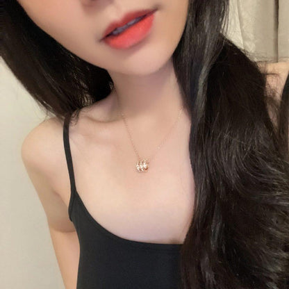 [Perla Lux]SERPENTI PINK GOLD NECKLACE DOUBLE RING DIAMOND