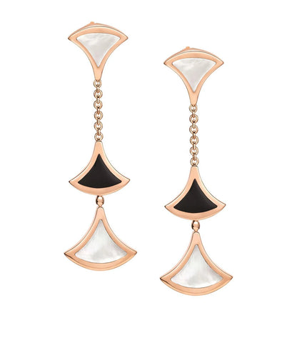 [Perla Lux]DREAM EARRINGS 3 MOTIFS ONYX MOP PINK GOLD