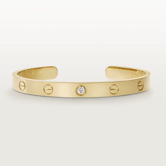 [Perla Lux]LOVE BRACELET 6.1MM 1 DIAMOND OPEN CUFF