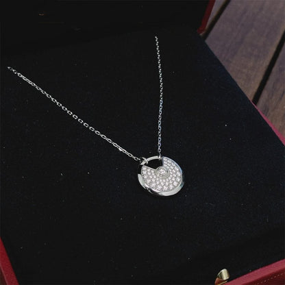 [Perla Lux]AMULETTE SILVER FULL DIAMOND NECKLACE