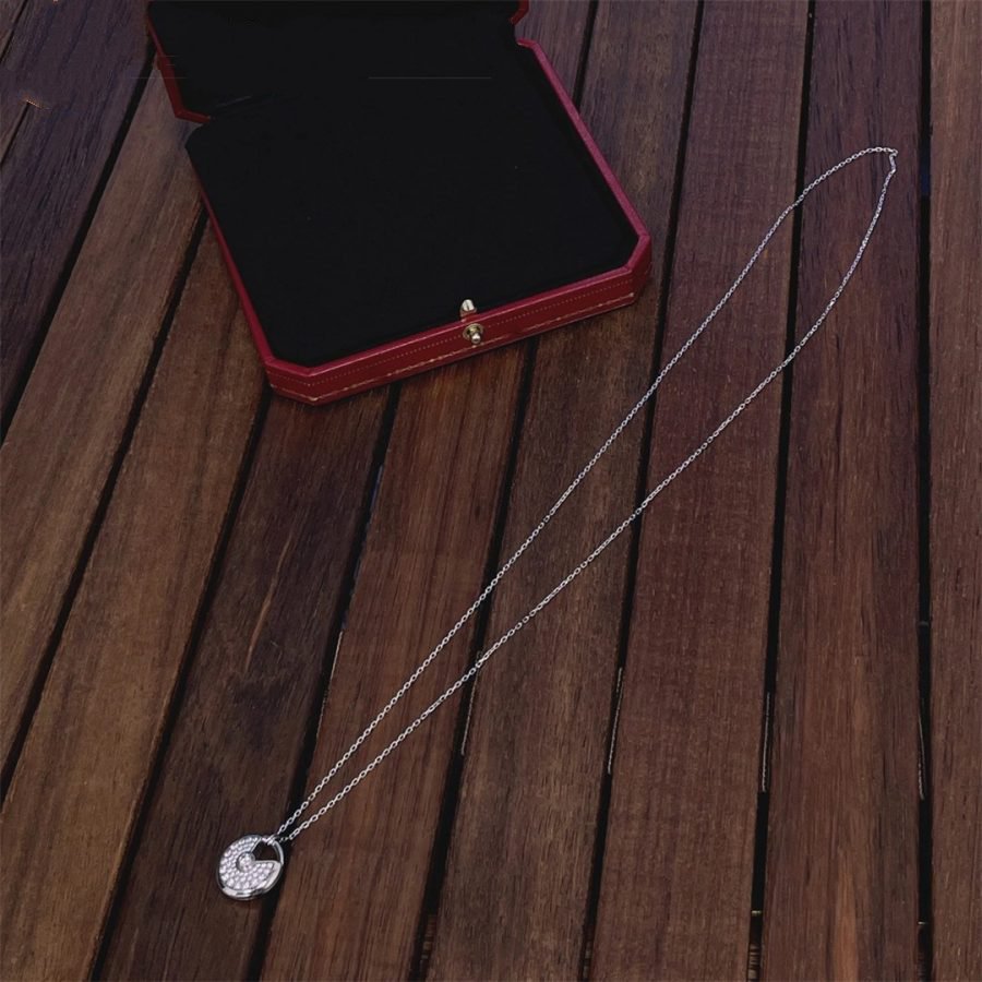 [Perla Lux]AMULETTE SILVER FULL DIAMOND NECKLACE