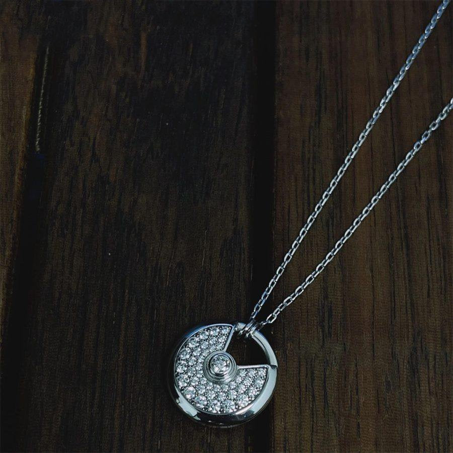 [Perla Lux]AMULETTE SILVER FULL DIAMOND NECKLACE