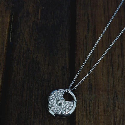 [Perla Lux]AMULETTE SILVER FULL DIAMOND NECKLACE
