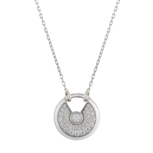 [Perla Lux]AMULETTE SILVER FULL DIAMOND NECKLACE