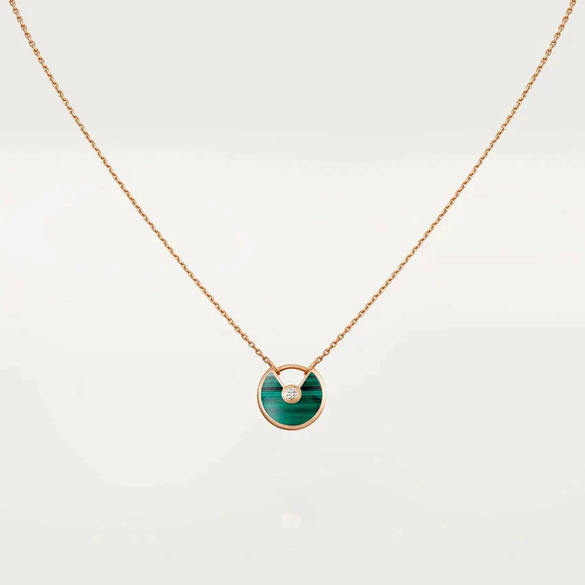 [Perla Lux]AMULETTE ROSE GOLD MALACHITE NECKLACE