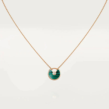 [Perla Lux]AMULETTE ROSE GOLD MALACHITE NECKLACE