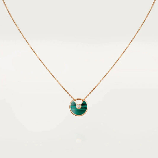 [Perla Lux]AMULETTE ROSE GOLD MALACHITE NECKLACE