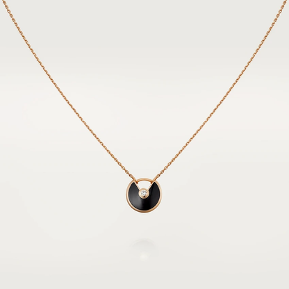 [Perla Lux]AMULETTE ROSE GOLD ONYX NECKLACE