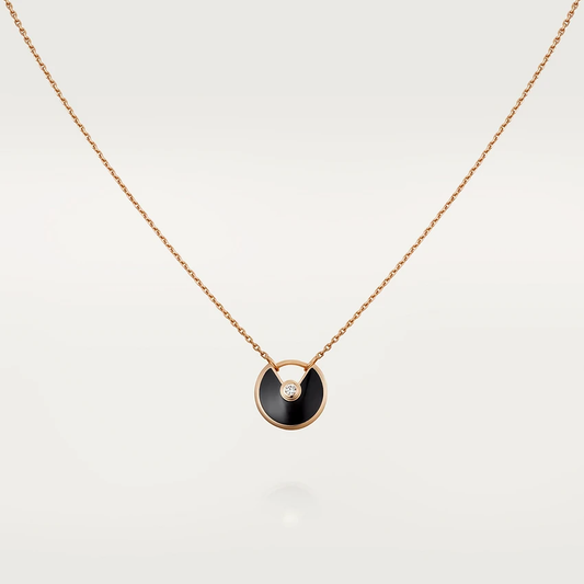 [Perla Lux]AMULETTE ROSE GOLD ONYX NECKLACE