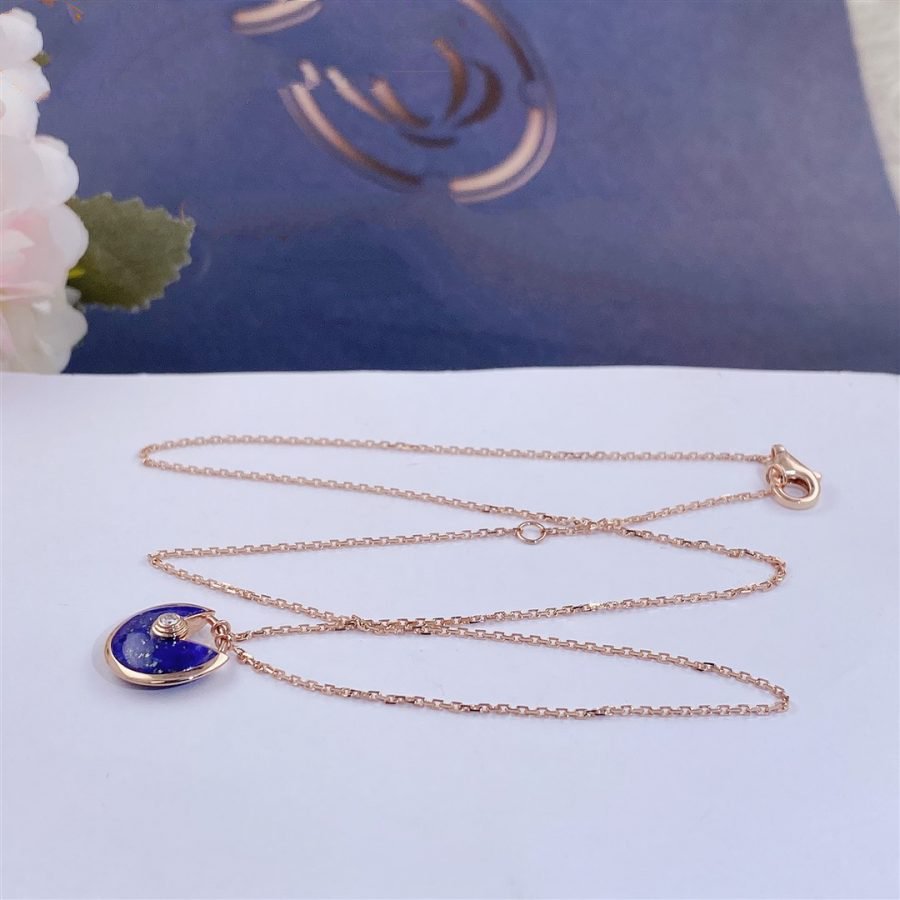 [Perla Lux]AMULETTE ROSE GOLD AGATE NECKLACE